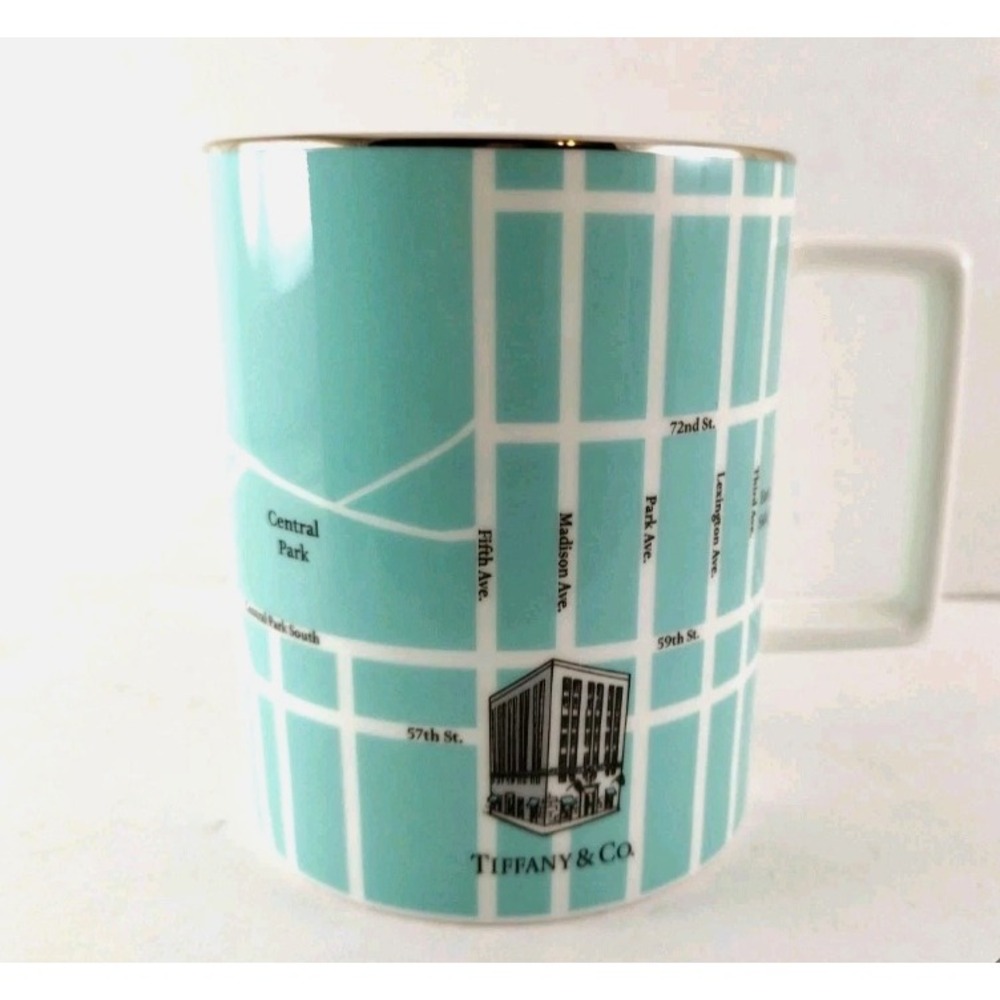 Tiffany & Co. Mug NYC Fifth Avenue Map Bone China Tiffany Blue Coffee Cup